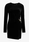 Self-portrait Embellished Velvet Mini Dress In Black