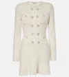 Self-portrait Embellished Waffle-knit Minidress In White