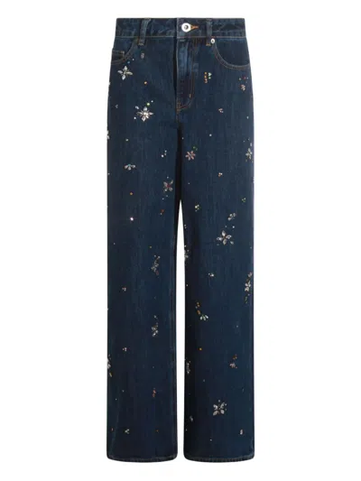 SELF-PORTRAIT SELF-PORTRAIT EMBELLISHED WIDE LEG JEANS