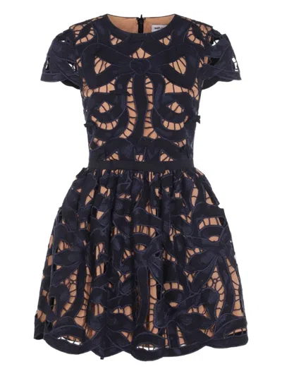 SELF-PORTRAIT EMBROIDERED BOW MINI DRESS