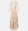 Self-portrait Embroidered Caped Gown In Beige