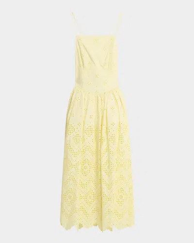 Self-portrait Embroidered Cotton Midi Dress
