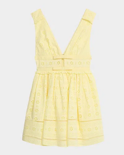 Self-portrait Embroidered Cotton Mini Dress