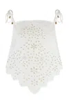 Self-portrait White Top With Asymmetric Hem And All-over Embroidery In Cotton Woman In White