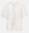Self-portrait Embroidered Cutout Linen And Cotton Top In White