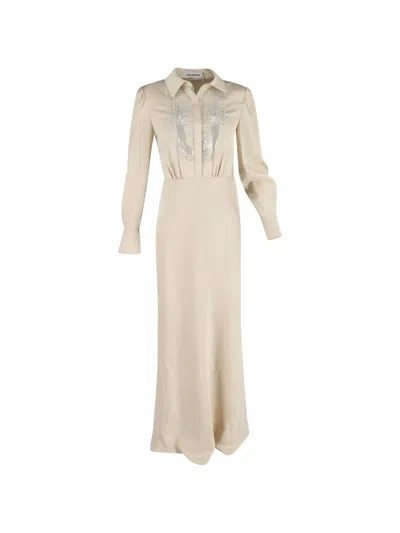 Pre-owned Self-portrait Embroidered-design Maxi Dress In Neutral