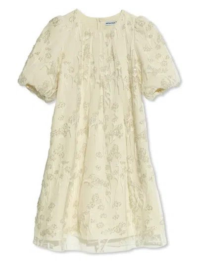 Self-portrait Kids' Embroidered Dress In Neutrals