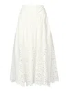 Self-portrait Embroidered Lace Midi Skirt In White