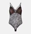 Self-portrait Body Aus Mesh Mit Spitze In Schwarz