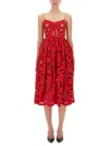 Self-portrait Intricate Cut-out Midi Dress With Removable Belt In Red