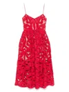 Self-portrait Bow-detailed Cotton-guipure Lace Midi Dress In Red