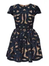 Self-portrait Blue Cotton Poplin Mini Dress With Bow Motif In Blue