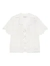 Self-portrait Self Portrait Cream Linen Embroidered Shirt In White