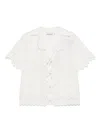 Self-portrait Embroidered Cutout Linen And Cotton Top In White
