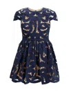 Self-portrait Blue Cotton Poplin Mini Dress With Bow Motif In Blue