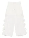 Self-portrait Embroidered Linen And Cotton Wide-leg Pants
