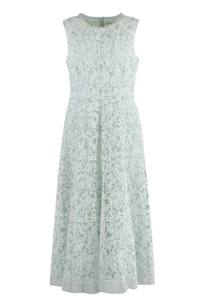 Self-portrait Embroidered Tulle Dress In Green