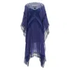 Self-portrait Self Portrait Embroidery Anglais Tie Midi Kaftan Dress In Blue