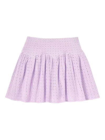 Self-portrait Eyelet-detail Skirt In Purple