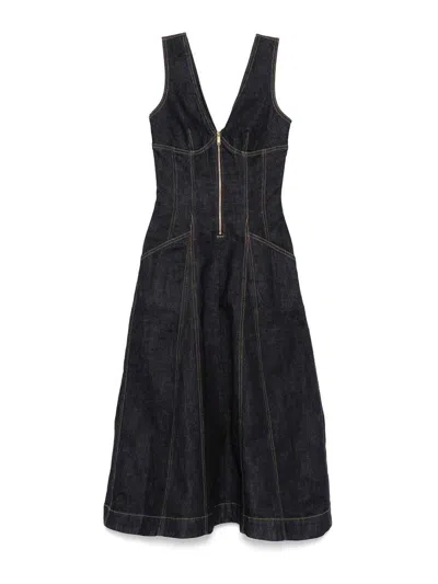 Self-portrait Abito Denim In Black