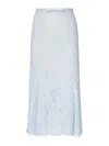 Self-portrait Light Blue Lace-effect Skirt With Slip In Blue