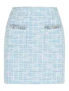 Self-portrait Self Portrait Women Light Blue Sequin Check Tweed Mini Skirt In Blue