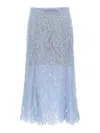 Self-portrait Light Blue Lace-effect Skirt With Slip In Light Blue