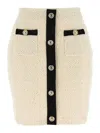 Self-portrait Sequin-embellished Knitted Mini Skirt In Neutral