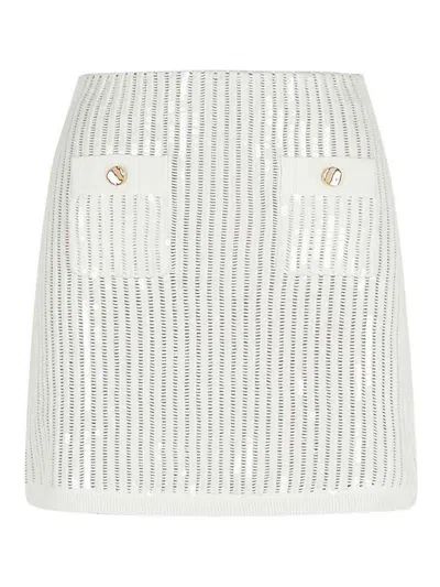Self-portrait Crochet Skirt In White Cotton Blend