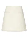 Self-portrait Bouclé Pearl Trim Mini Skirt In White