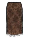 Self-portrait Lace Overlay Sheer Midi Skirt With Slit