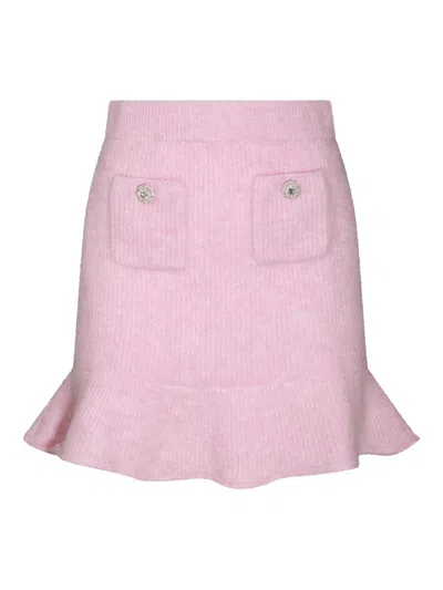 SELF-PORTRAIT PINK WOOL MINI SKIRT