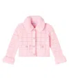 Self-portrait Faux Faux-trimmed Cotton-blend Cardigan In Pink