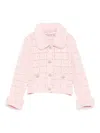 Self-portrait Faux-fur Collar Knitted Cardigan In Pink