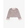 Self-portrait Self Portrait Girls Boucle Fur Jacket In Pink