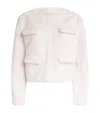 Self-portrait Womens Cream Regular-fit Flap-pockets Faux-fur Jacket In Ivory