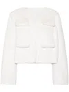 Self-portrait Womens Cream Regular-fit Flap-pockets Faux-fur Jacket In Neutrals