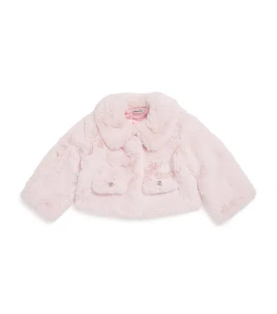 Self-portrait Kids' Faux Fur Jacket In Pink