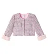 Self-portrait Faux Fur-trimmed Bouclé Jacket In Pink