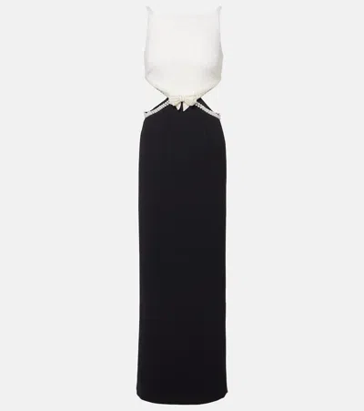 SELF-PORTRAIT FAUX PEARL CUTOUT CRÊPE GOWN