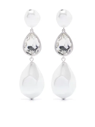 Self-portrait Faux-pearl Droplet Earrings In White