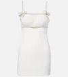 Self-portrait Women White Dress With Applied Rhinestones On The Front And Cut-out Detail In Tech Fab In White