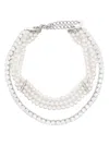 Self-portrait Faux-pearl Necklace In 灰色