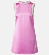 Self-portrait Faux Pearl-trimmed Satin Minidress In Pink