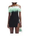 Self-portrait Self Portrait 'black Sequin Feather Mini' Dress In Black