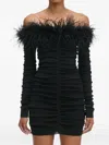 Self-portrait Feather-emebllishment Mini Dress In Black