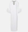 Self-portrait Feather-trimmed Embellished Maxi Dress In White