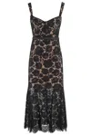 Self-portrait Black Fine Lace Midi Dress In Black