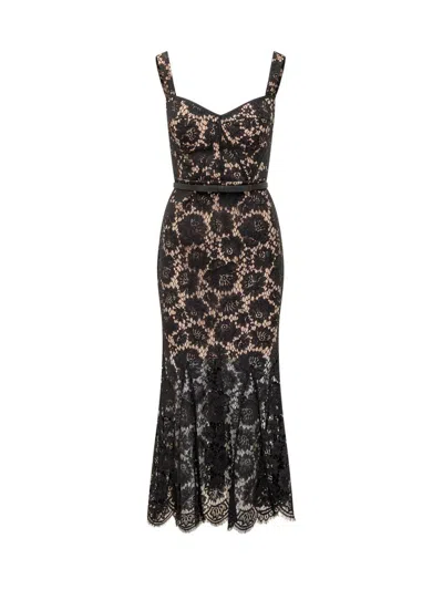 Self-portrait Black Fine Lace Midi Dress By
