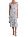 Self-portrait Fine Lace Midi Dress In Blue In Blue